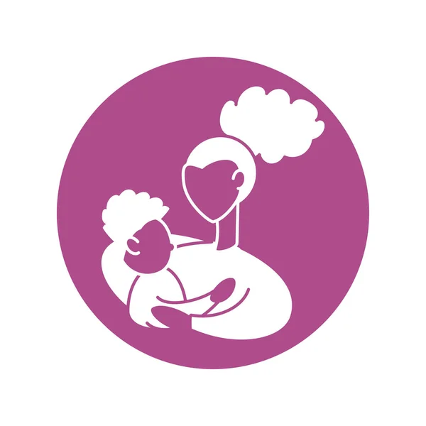 Mulher com filho, ícone de estilo silhueta —  Vetores de Stock