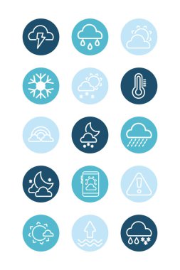 Simge hava durumu, blok ve düz biçim simgesi seti