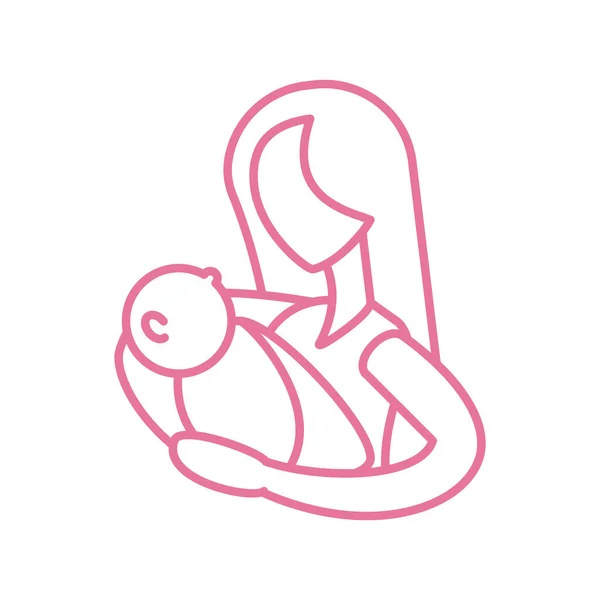 Mujer con bebé, icono de estilo de línea — Archivo Imágenes Vectoriales