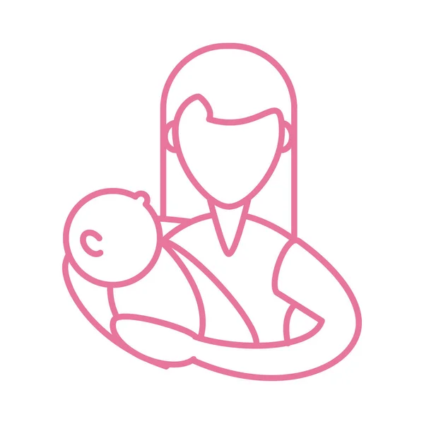 Женщина с ребенком, значок стиля линии — стоковый вектор