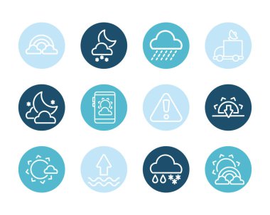 Simge hava durumu, blok ve düz biçim simgesi seti