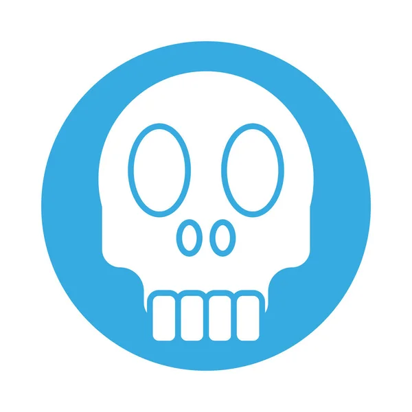 Cabeça do crânio, ícone de estilo silhueta — Vetor de Stock