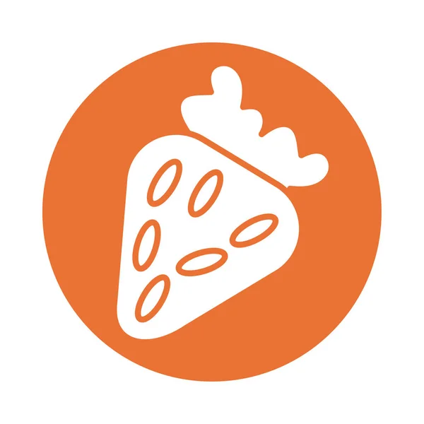 Morango suculento, ícone de estilo silhueta — Vetor de Stock