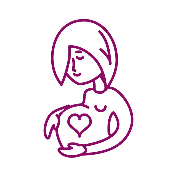 Mujer embarazada, icono de estilo de línea — Vector de stock