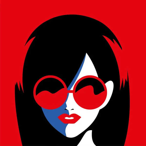 Porträtt av abstrakt ung kvinna med solglasögon — Stock vektor