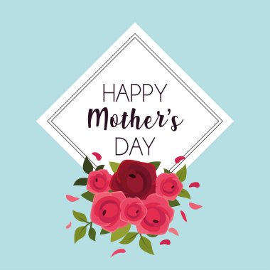 label happy mothers day and flower frame