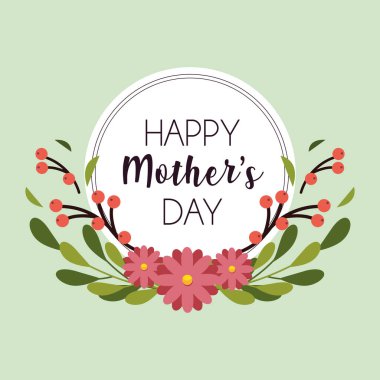 label happy mothers day and flower frame
