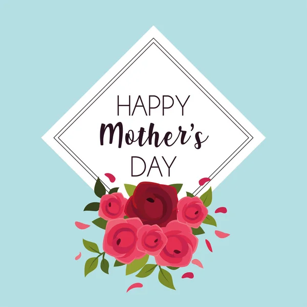 Label happy mothers day and flower frame — 스톡 벡터