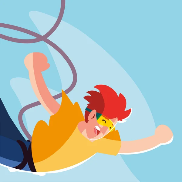 Человек прыгает с веревки, экстремальный спорт — стоковый вектор