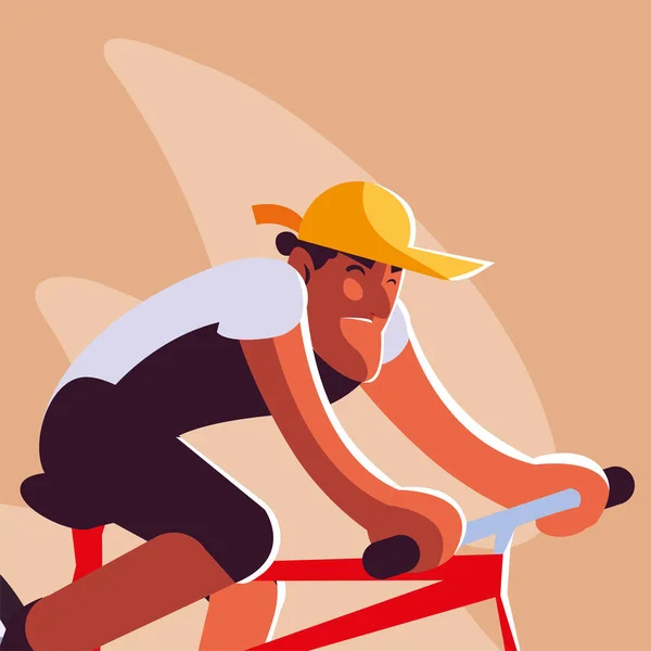 Man with bicycle, man with healthy lifestyle — Stock Vector