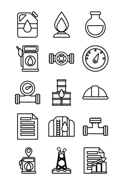 Conjunto de iconos de aceite, icono de estilo de línea — Vector de stock