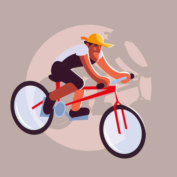 Férfi kerékpározik a szabadban — Stock Vector