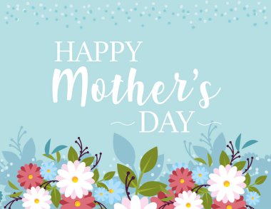 beautiful greeting card with label happy mothers day