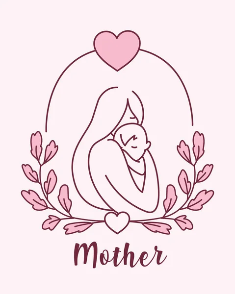 Silhouette de la mère avec bébé, étiquette mère — Image vectorielle