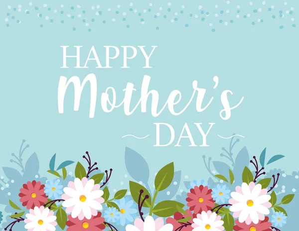 Beautiful greeting card with label happy mothers day — Stock vektor