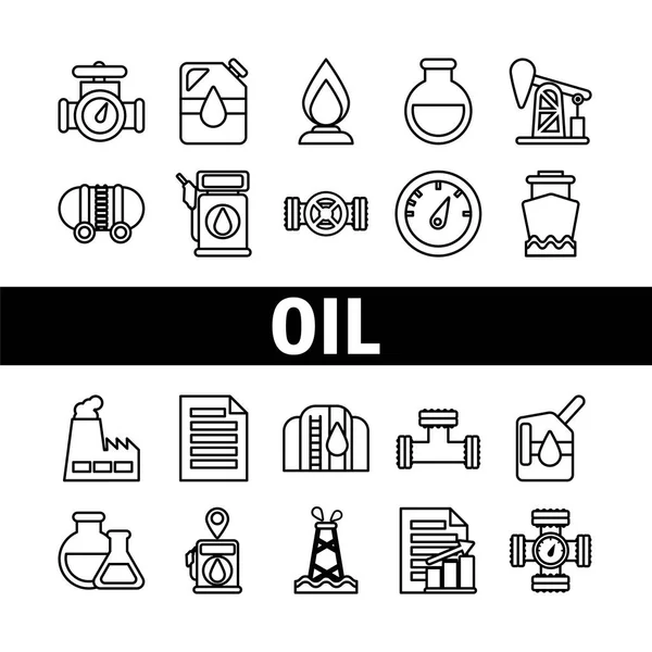 Ensemble d'icônes huile, icône de style ligne — Image vectorielle