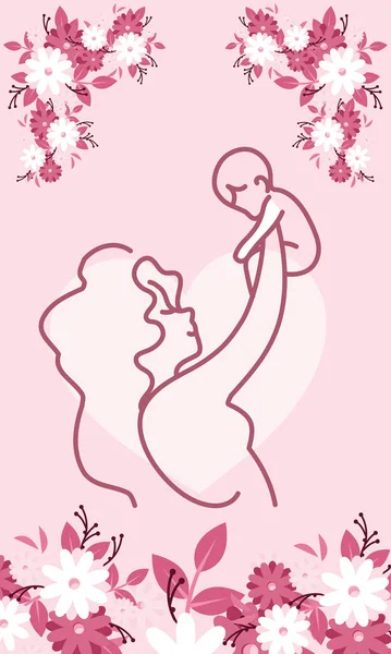 mother with baby, card of happy mother day