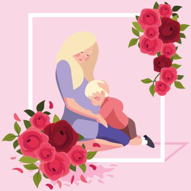 woman and son, card of the mother day