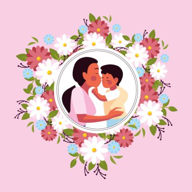 woman and son, card of the mother day
