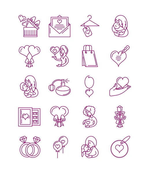 Set of icons mother day, line style icon — ストックベクタ