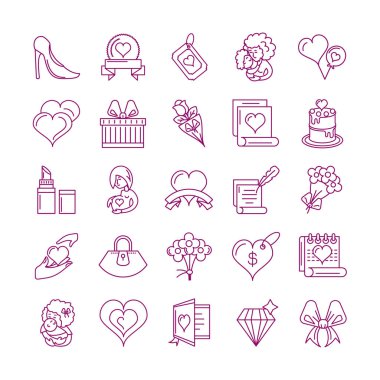 set of icons mother day, line style icon