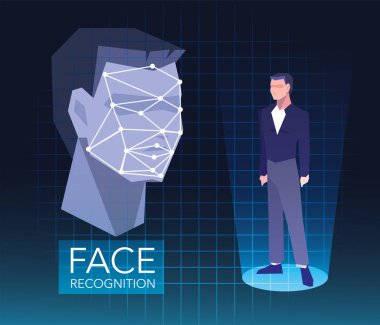recognition of the man face, digital face identification