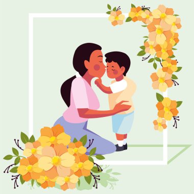 woman and son, card of the mother day