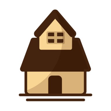 Beyaz arka planda şirin bir bina.