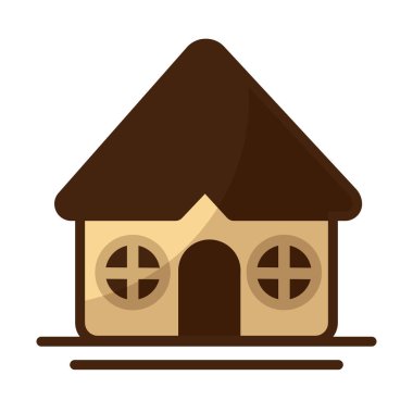 Beyaz arka planda şirin bir bina.