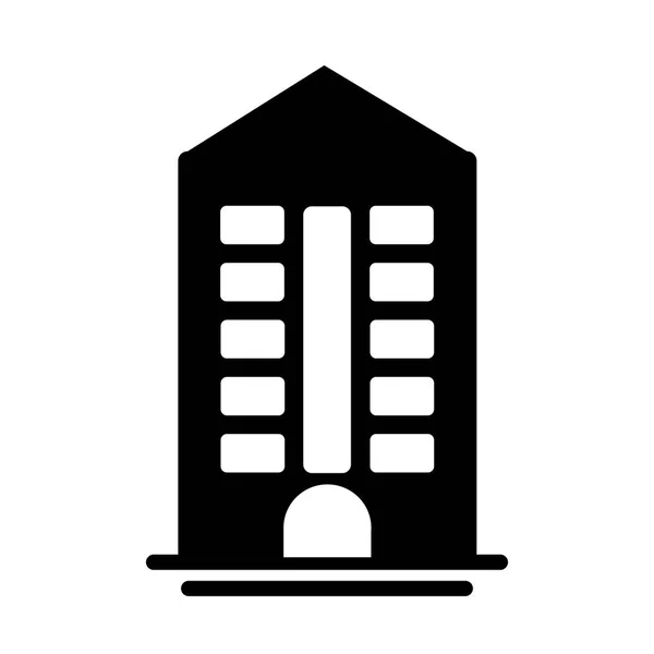 Torre de apartamento e prédio de escritórios, ícone de estilo silhueta — Vetor de Stock