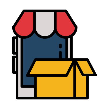 smartphone screen with striped tent on white background