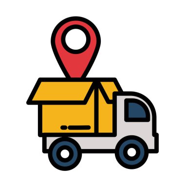 beyaz arkaplanda kargo kamyonu