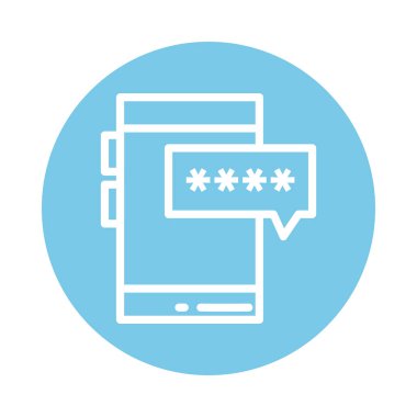 Şifreli akıllı telefon, blok ve düz biçim simgesi