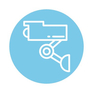 güvenlik kamerası, blok ve düz biçim simgesi