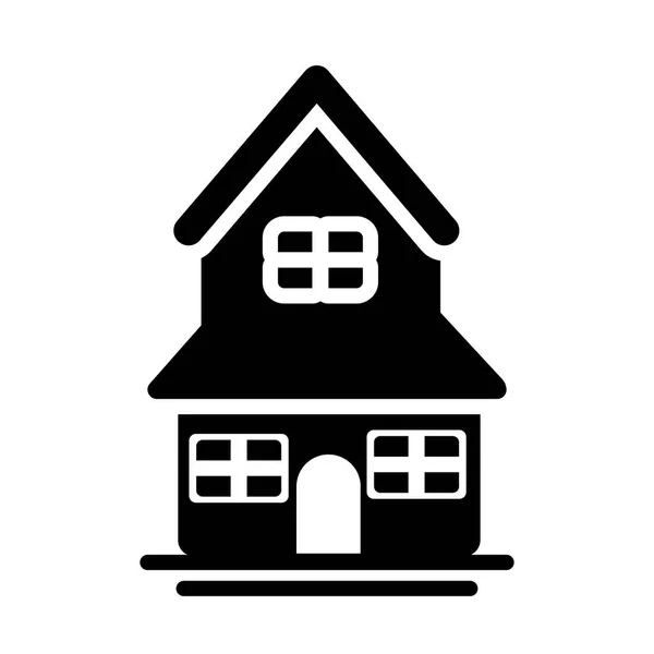 Edifício bonito da casa, ícone de estilo silhueta —  Vetores de Stock