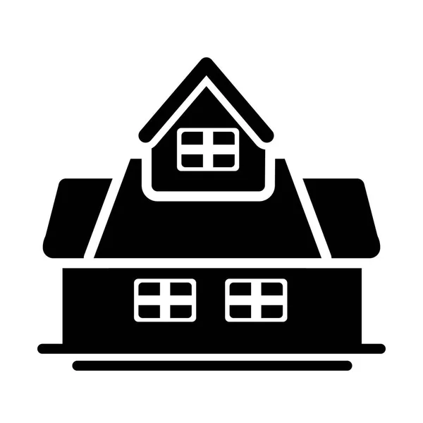 Mignon bâtiment de la maison, icône de style silhouette — Image vectorielle