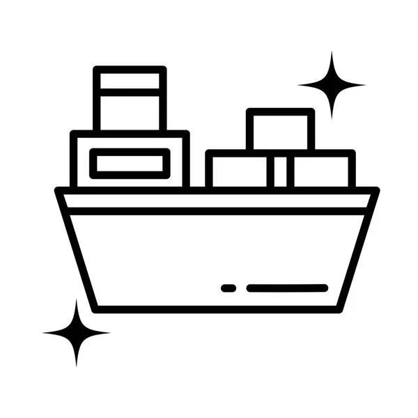 Vrachtschip maritume transport, lijn stijl pictogram — Stockvector