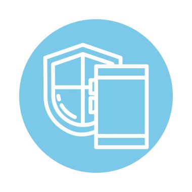 veritabanı, blok ve düz biçim simgesine sahip kalkan