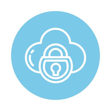 bulutlu asma kilit, blok ve düz biçim simgesi