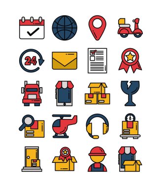 Beyaz arkaplanda simge taşıma lojistiği