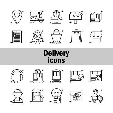 Simgeler seti nakliye lojistiği, satır biçimi simgesi