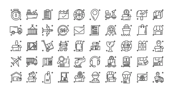 Set of icons freight delivery logistics , line style icon — Stock Vector