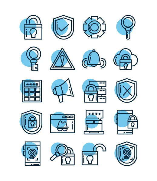 Conjunto de iconos de seguridad, icono de estilo de línea — Vector de stock