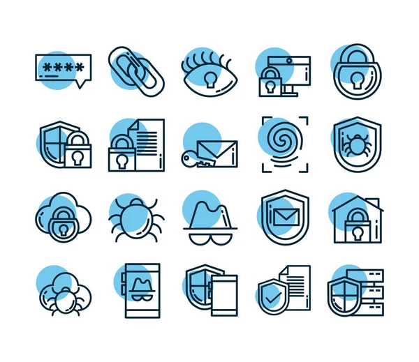 Set of icons security, line style icon — Stock Vector
