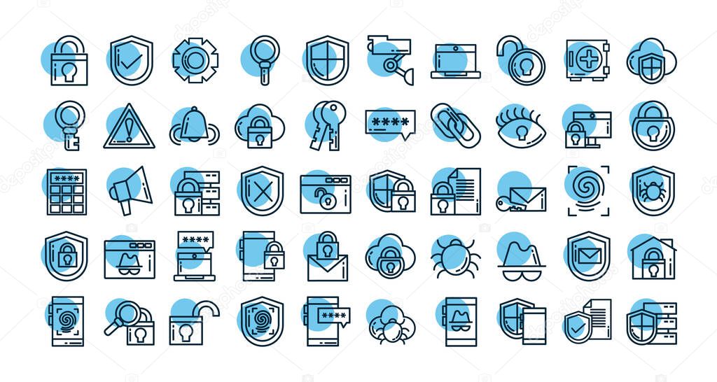set of icons security, line style icon
