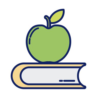 Lezzetli elma, satır ve doldurma stili simgesi içeren kapalı bir kitap