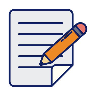 Kalem, satır ve doldurma biçimi simgesi olan kağıt sayfası