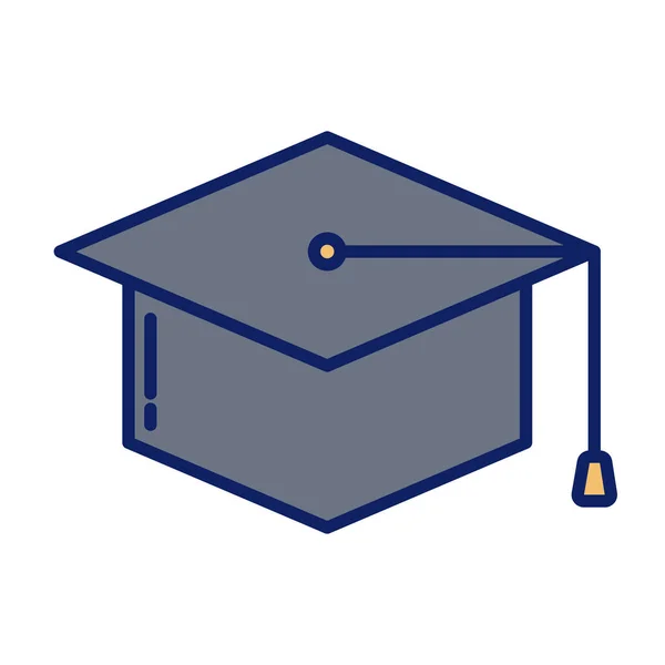 Casquillo de graduación, línea y relleno icono de estilo — Archivo Imágenes Vectoriales