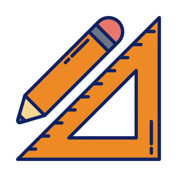Skolregel med penna, linje och fyll stil ikon — Stock vektor