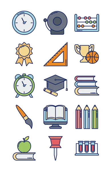 Set of icons teachers day, line and fill style icon — Stock Vector